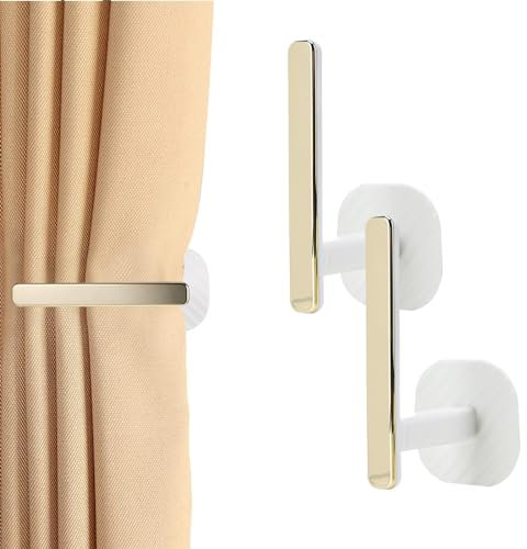 Selbstklebende Vorhang-Raffhalter, Vorhanghalter für Fenstervorhänge, 2 Stück Vorhang Halterung Wand, Curtain Hooks Holders, L Shaped Curtain Holdbacks, L-förmige Vorhanghaken für Haus Büro
