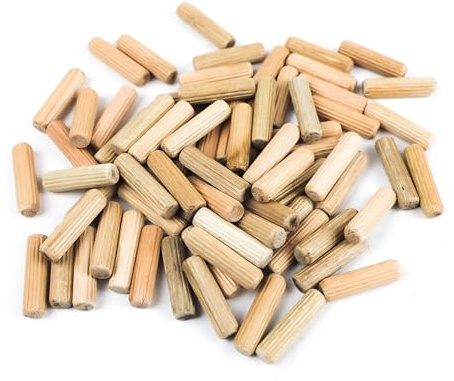 Berta 25-Pack, 5/16 x 1 1/2 (8 mm x 40 mm) Wooden Dowel Pins, Straight Dowel Rods Made of Hard Wood, Fluted Wood Dowel Plugs with Beveled Ends Tapered for Easy Insertion, for Woodworking (25)