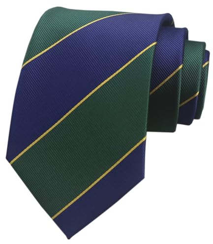 Secdtie Mens Oxford Ties Navy Blue Forest Green Yellow Silk Cravat Stripe Woven Dance Formal Neckties Gift Ideal