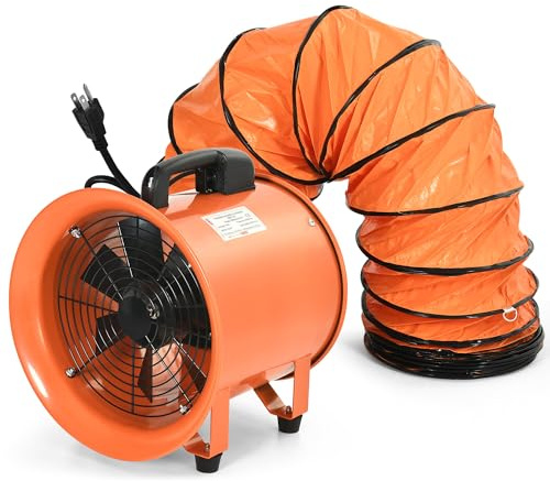 YITAHOME Exhaust Fan 12 Inch, Utility Blower Extractor Fan High Velocity, Portable Ventilation Fan with 16FT Ventilator Duct Hose for Industrial, Paint Booth