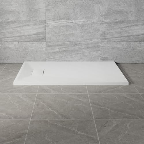 NRG 1200x700mm White SMC Rectangle Shower Tray Slip-Resistance Bathroom Shower Enclosure Base Tray
