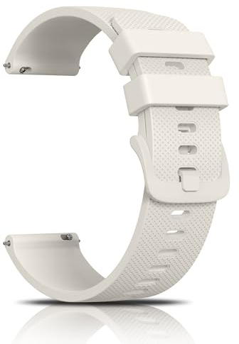Wanme Watch Rubber Strap 20mm 22mm for Men and Women, Quick Release Silicone Replacement Bnad, Waterproof Soft Sports Straps with Metal Buckle (Starlight, 20mm)