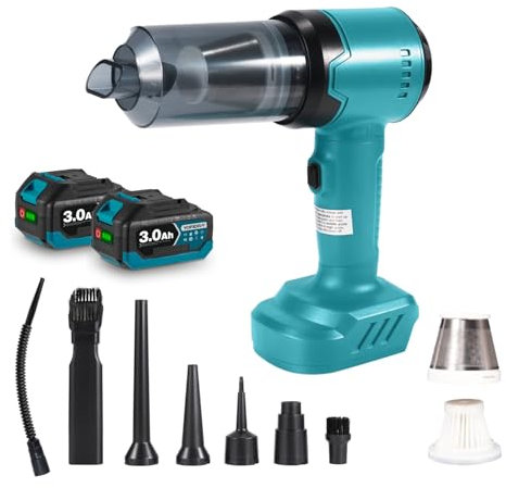 Yofidra Aspiradora de mano con batería, 16 KPa, aspiradora inalámbrica para coche, 3 en 1, mini aspiradora con motor sin escobillas, 2 baterías de 3,0 Ah, filtro HEPA, para aspirar, soplar e inflar