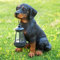 Solar Dog Statues for Outdoor Decor, 13 Outdoor Garden Rottweiler Statues with LED Lights Solar Dog Figurines Lights for Patio, Lawn, Yard Art Decoration, Housewarming Garden Gift
