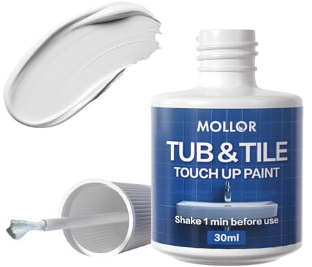 MOLLOR para Baños y Azulejos, Bolígrafo de Pintura Blanco Brillo Semicintil para Rayones/Grietas en Bañeras, Porcelana, Esmalte e Inodoros, 30ML (Blanco) - Pintura Reparadora Rápida Resistente al Agua