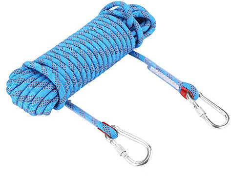HERCHR Corda da arrampicata resistente, 2100 k/2099,7 kg, 12 mm, protezione anticaduta, corda Paracord per arrampicata su roccia, cordino per cintura di sicurezza per lavori aerei, con moschettone (20