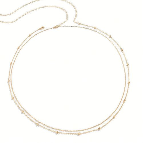 XFSRG Cinturón Mujer Moda Cadena de Metal Cinturón Hebilla Ajustable Anillo Tallado Vintage Accesorios Playa ¡Ideal para Mujeres y Niñas(Oro-1)