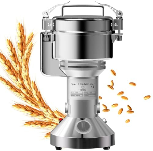 Electric Grain Mill 750g, Flour Grinder Mill Stainless Steel for Home, Counter Grain Grinder for Wheat Berry, Rice, Corn, Herbs, Spices