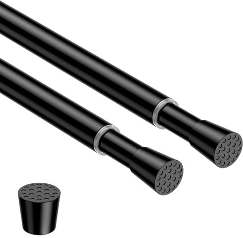 ZipGlo Lot de 2 Tringles à Rideau Sans Perçage, 59-100 cm Barres Extensibles Robustes Installation Facile pour Armoire & Fenêtre - Noir