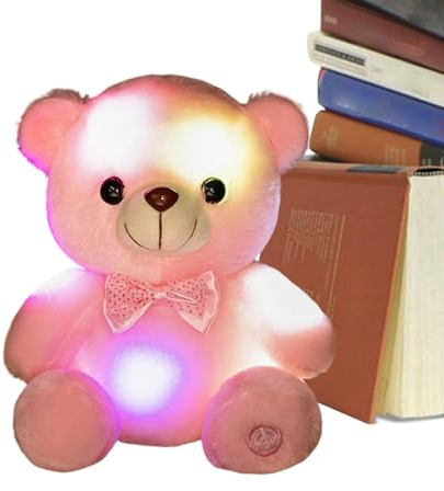 shpuuyy Peluche Iluminado, Oso Lindo Y Colorido De 20 Centímetros, De Peluche Que En La Oscuridad, para Consuelo y Acompañía de Niñas y Adultos en Hogar, Sala de Estar,