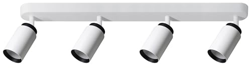 EDO Lampada Faretti da Soffitto Orientabili MALGA DUO 4 GU10 Bianca e Nera, Faretti 4 Luce, Faretto da Parete Interno per Barra, Lampadario Moderna Plafoniera per Camera da Letto Cucina Soggiorno