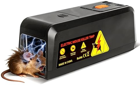 Yapasopu Trappola Elettrica topi per interni, 2 opzioni di alimentazione, Trappola elettrica per topis senza contatto, Anti-fuga, efficace trappola elettrica per topi, per cucine, garage, uffici