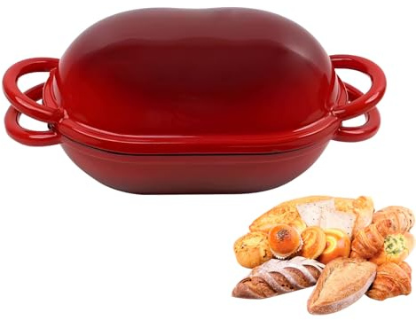 Sartén redonda de hierro fundido con tapa para hornear masa madre, horno holandés esmaltado con revestimiento esmaltado para hornear cocción lenta, horno holandés esmaltado