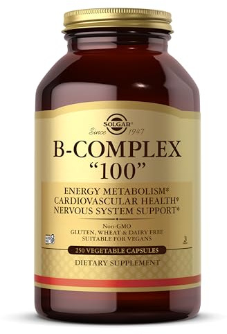 Solgar Vitamin B-Complex 100 Extra High Potency Vegetable Capsules - Pack of 250 - Key Vitamin B Combination - for Increased Energy and Mental Performance - Vegan and Gluten Free