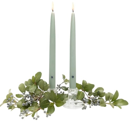 Colonial Candle 10 Inch Bayberry Scented Taper Candle, Virtually Dripless, Premium Wax with Cotton Wick, Pack of 2, Up to 10 Hour Burn - Made in The USA