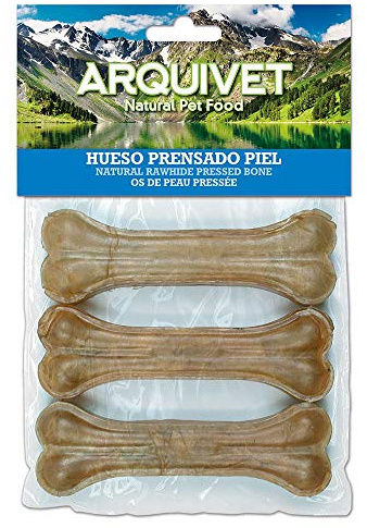 ARQUIVET - Osso Pressato in Pelle Bovina 15 cm (Sacchetto 3 Unità) - Per Cani, Rinforza i Denti - Masticabile