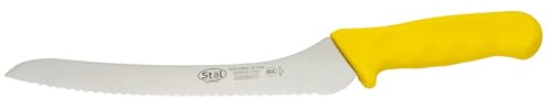 Winco 9 Commercial-Grade Serrated Bread/Pastry Knife with Offset Handle, Yellow