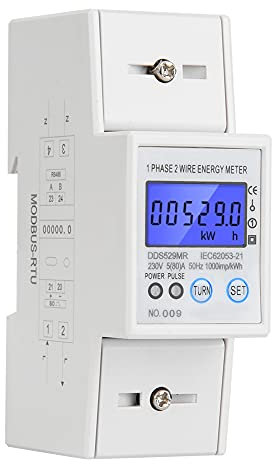 Stromzähler, DDS529MR Einphasen-Stromzähler LCD-Digitalanzeige 230V 2P DIN-Schiene KWh Stromzähler mit