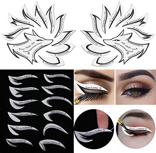 Kagodri Lot de 24 pochoirs autocollants de maquillage pour les yeux - En forme de renard à 9 queues