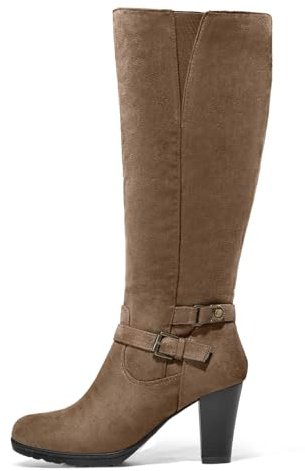 mysoft Women's Knee High Boots Chunky Heel Boots with Zipper