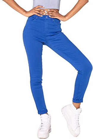 Nina Carter P109 Women's Skinny Fit Jeans, High Waist Slim Trousers, Figure-Hugging Stretch Jeans, Royal Blue (P109-12b), M