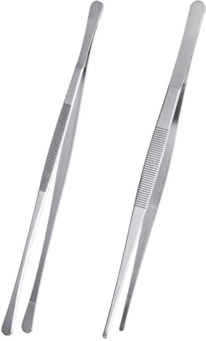 HONSHEN Tweezer Tongs, 12-Inches Stainless Steel Food Cooking Tongs for Kitchen Cooking BBQ Grilling Meat,Set of 2 (Cooking Tweezer 12inch 2p)