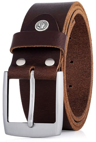 LINDENMANN Cinturón de piel de búfalo para hombre, 40 mm, color marrón, marrón oscuro, Bundweite 90 cm Gesamtlänge 105 cm L