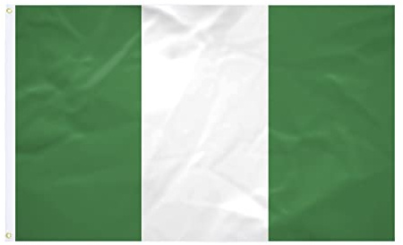 Drapeau Nigeria - 60x90cm - Tissu Renforcé - Couture Durable - Couleurs Vives - Drapeau Extérieur Intérieur - Oillets Intégrés - Drapeau National