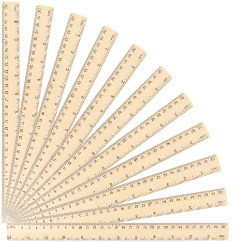 Koogel 24 Pack Wooden Rulers 12inch/30cm Bulk, Wood Measuring Rulers 2 Scale for Kids Students Office Classroom Back to School Supplies 2 Scale (30 cm)