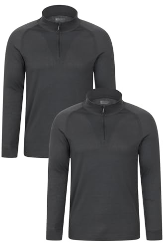 Mountain Warehouse Talus Maillot de corps thermique pour homme – Pull à manches longues, col zippé, séchage rapide, respirant, léger, idéal pour les voyages, Anthracite (col zippé), M