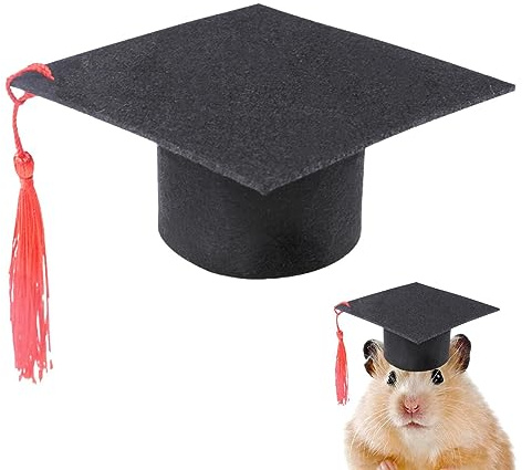 Cappellini di laurea per animali domestici | Cappellini da scapolo per cani e criceti | Berretto morbido e carino per animali da compagnia con pompon rosso, Flavas