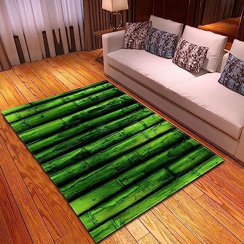 Teppich Moderne Frischer Grüner Bambus Teppich Wohnzimmer Schlafzimmer Teppiche Waschbare Bodenteppiche Licht Luxus 3D Gedruckter Teppich 200 X 300 cm - Leicht Zu Reinigen -2S3E/T5V