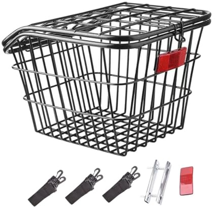 JISADER Cestino Posteriore per Bici Cestino per portabici IRO Cestino per Bicicletta Resistente alle intemperie Portapacchi per Bicicletta per Mountain Bike, Nero con Coperchio