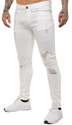 989Zé ENZO Skinny Stretch Fit Pant Jeans Pantalones Rasgados para Hombre