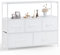 Sweetcrispy Kommode,TV Schrank Stand für Schlafzimmer mit 5 Stoffschubladen,Sideboard Wohnzimmer für 115cm TV,Einstellbare Füße Schubladenschrank,Komodenschrank für Schlafzimmer,Modernes Weiß