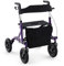 RELAX4LIFE Rollator Faltbar Leichtgewicht, 2 in 1 Rollstuhl Reiserollator, Gehwagen 6-fach Höhenverstellbar, Laufhilfe mit 2 Bremsen Stockhalter Tasche, Aus Aluminium bis 136 kg (Lila)