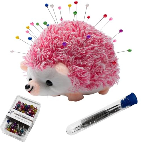Hedgehog Shape Pin Cushion, Pincushions Sewing Kit Needle Cushions Pins Holder Sewing Accessories Supplies Ball Head Pins Hand Sewing Needles Set (CR001 Hedgehog Rose)