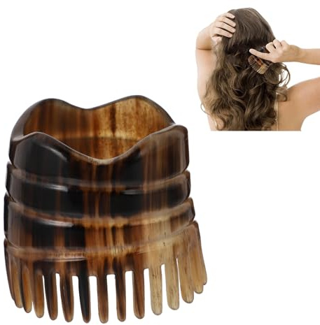 TOPPERFUN Dandruff Comb Scalp Massager Tool, Natural Bull Horn Scalp Massage Comb Hair Growth, Head Massager Stimulator Exfoliator Shampoo Brush for Women Hair Care（Random Styles）