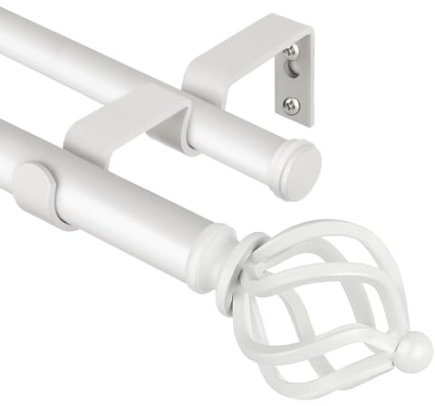 KAMANINA Gardinenstange 2 Läufig 182-365 cm, Ø 22 mm Vorhangstange Weiß