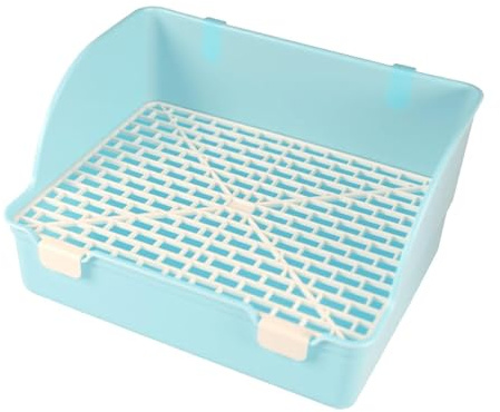 Sdlnklm Bac de Toilette pour Lapin, Mini-Maison de Toilette pour Rongeurs avec Matériau Robuste et Stable et Structure en Grille pour Chinchillas, et L, Bleu