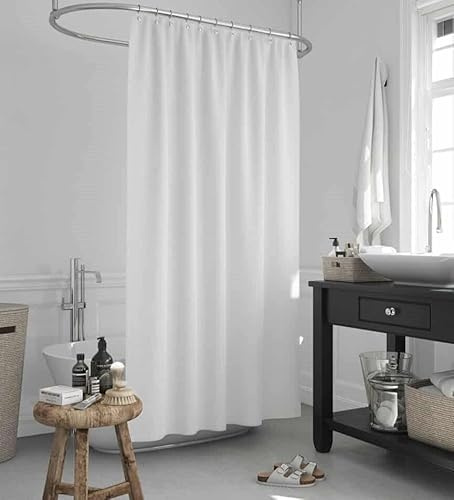 Duschgardin vit 180 x 230 textil! 180 bredd 230 höjd!! Inklusive ringar! **Extra lång hållbar** Perfekt för höga täcken! Duschdraperi vit extra lång