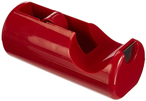 Soporte para cinta adhesiva, dispensador de mesa, color rojo, apto para cintas adhesivas de 33 m