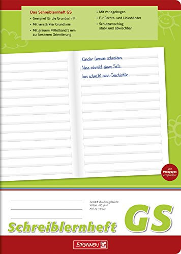 BRUNNEN Schreiblernheft | A4, Lineatur GS, 16 Blatt, grün
