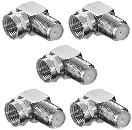 5X SAT F-Stecker | Winkeladapter 90° Grad | F-Buchse 90° | gewinkelt F-Winkelstecker TV | F-Adapter für Antennenkabel Satellitenkabel Koaxialkabel | 5 Stück