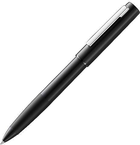 LAMY aion Tintenroller 377 – Rollpen aus nahtlos tiefgezogenem Aluminium in der Farbe Schwarz mit einem hochglanzpolierten Clip aus Edelstahl – Mit Tintenroller-Mine M 63 schwarz – Strichbreite M, 1 Stück (1er Pack)