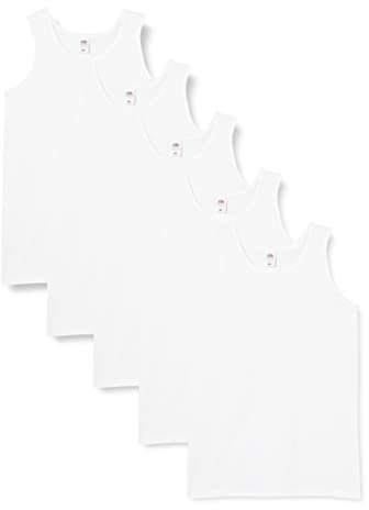 Fruit of the Loom Herren Regular Fit Unterhemd 5-Pack Athletic Mens, Weiß (White), X-Large