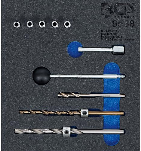 BGS 9538 | Werkstattwageneinlage 1/6: Gewinde-Reparatursatz | | 10-tlg. | für Injektor-Befestigungsschrauben | M6 x 1