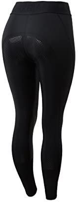 HORZE Damen Reitleggings Madison, Reithose Damen Mid Waist Vollbesatz aus Silikon für besseren Grip, Schwarz, 38