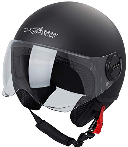 A-Pro Casco Jet Demi Urban Moto Omologato ECE 22-06 Avio Sferica SonicMoto Nero Opaco XS