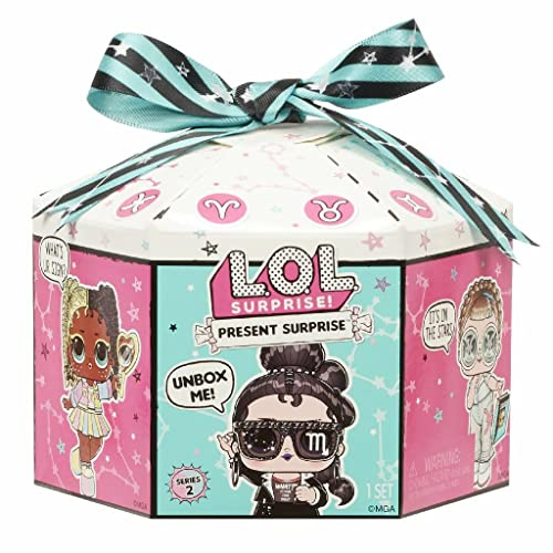 L.O.L. Surprise! Present Surprise. Star Sign Themed Glitter Doll with 8 Surprises. Fun Colour Change Effect and Fashion Accessories. Present Surprise Series 2. Collectible Dolls for Girls Ages 3 plus